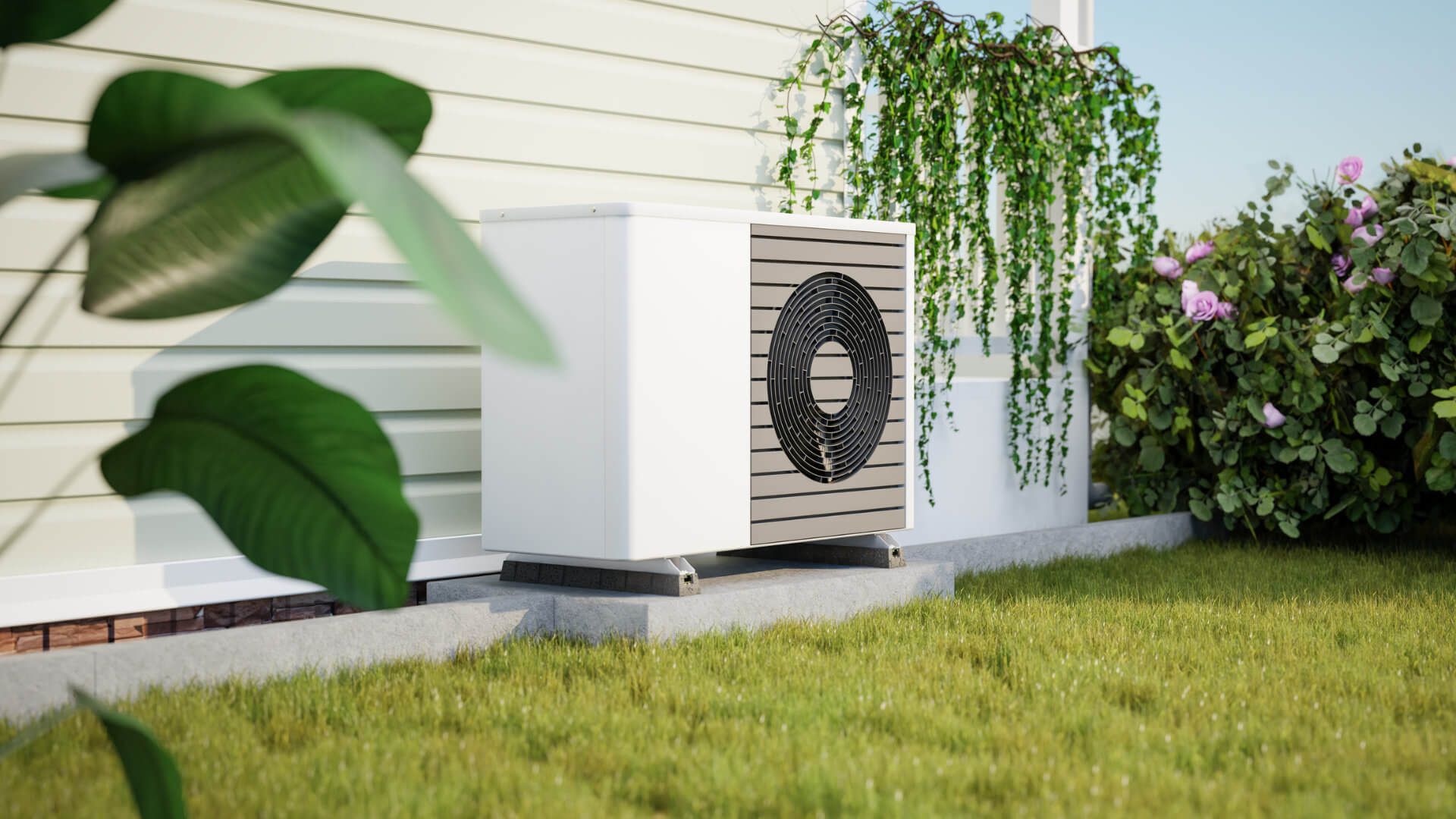fan on exterior wall for air conditioning or air source heatpump