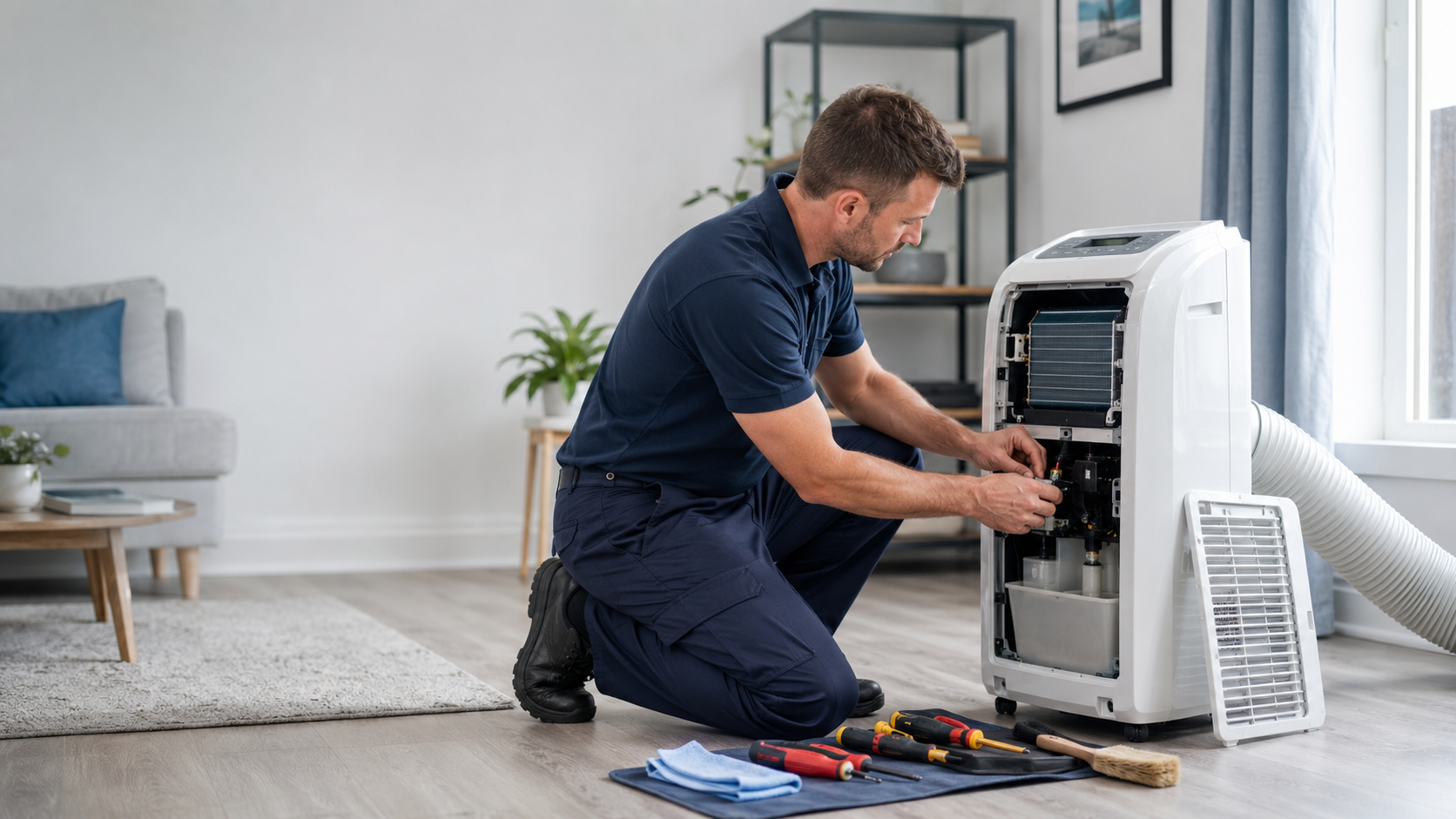 Portable air conditioner servicing